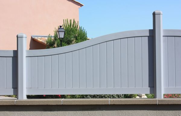Gray Vinyl Fence Installation in Akron