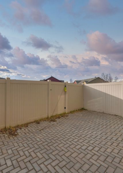 Tan PVC Fence Installation in Akron